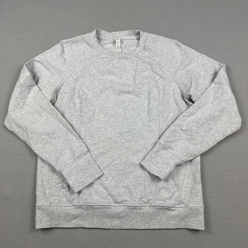 Lululemon Sweatshirt Women 12 Core Light Gray Scuba Crew Pullover Sweater Pocket